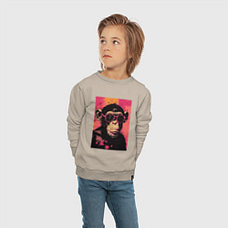 Свитшот хлопковый детский Крутая обезьянка, цвет: миндальный — фото 2