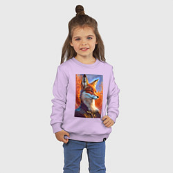 Свитшот хлопковый детский Fox fashionista - ai art fantasy, цвет: лаванда — фото 2