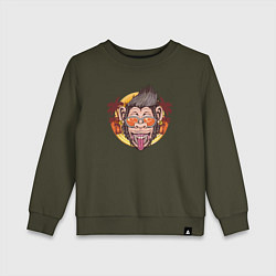 Свитшот хлопковый детский Summer monkey, цвет: хаки