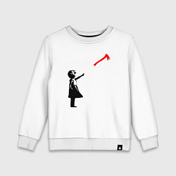Свитшот хлопковый детский Девочка и топор, цвет: белый