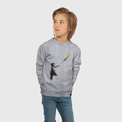 Свитшот хлопковый детский Девочка и банан, цвет: меланж — фото 2