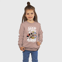 Свитшот хлопковый детский Дональд Дак и Микки Маус, цвет: пыльно-розовый — фото 2