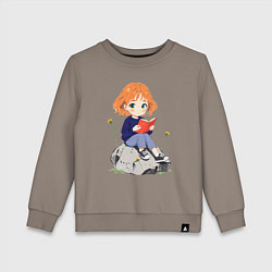 Детский свитшот Рыжая девушка читает книгу