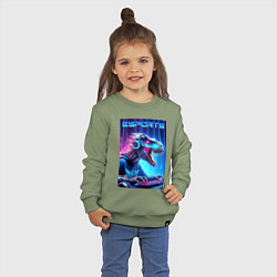 Свитшот хлопковый детский Tyrannosaurus is esports player - neon glow, цвет: авокадо — фото 2