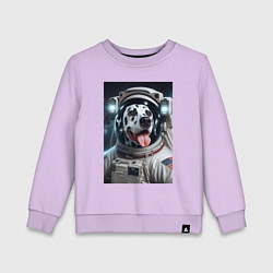 Свитшот хлопковый детский Космонавт далматинец в скафандре - нейроарт, цвет: лаванда