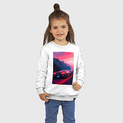Свитшот хлопковый детский Суперкар едет около океана, цвет: белый — фото 2