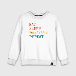Свитшот хлопковый детский Eat sleep volley, цвет: белый
