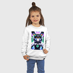 Свитшот хлопковый детский Cool angry kitten - cyberpunk, цвет: белый — фото 2