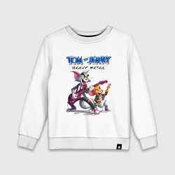 Свитшот хлопковый детский Tom and Jerry - heavy metal, цвет: белый
