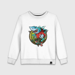Свитшот хлопковый детский Street shark, цвет: белый