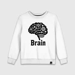 Свитшот хлопковый детский Мозговой механизм, цвет: белый