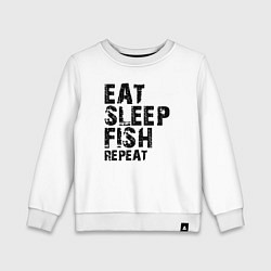 Свитшот хлопковый детский Eat sleep fish, цвет: белый