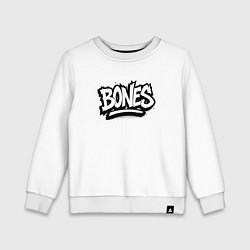 Свитшот хлопковый детский Bones белый логотип, цвет: белый