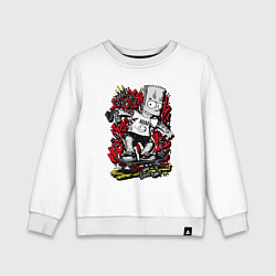 Свитшот хлопковый детский Барт с татуировками, цвет: белый