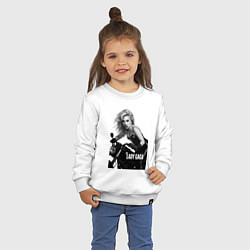 Свитшот хлопковый детский Леди Гага на байке, цвет: белый — фото 2