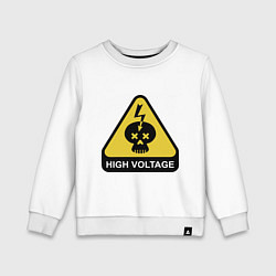 Свитшот хлопковый детский Опасно - высокое напряжение, цвет: белый