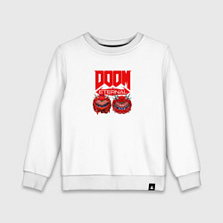 Свитшот хлопковый детский Doom кака демон, цвет: белый