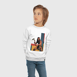 Свитшот хлопковый детский Индеец с томагавком поп-арт, цвет: белый — фото 2