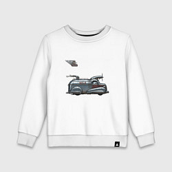 Свитшот хлопковый детский Ретрофутуристический летающий автомобиль Milk, цвет: белый