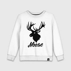 Свитшот хлопковый детский Черный силуэт лося, цвет: белый