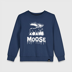 Свитшот хлопковый детский Лось с рогами в стиле гранж, цвет: тёмно-синий
