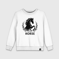 Свитшот хлопковый детский Лошадь в лавровом венке, цвет: белый