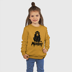 Свитшот хлопковый детский Черная обезьяна с надписью, цвет: горчичный — фото 2