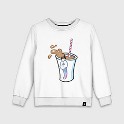 Свитшот хлопковый детский Весёлый напиток, цвет: белый