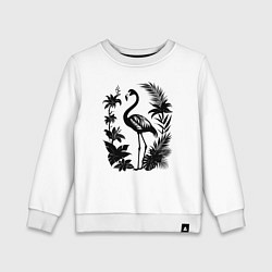Детский свитшот Черный фламинго в цветах