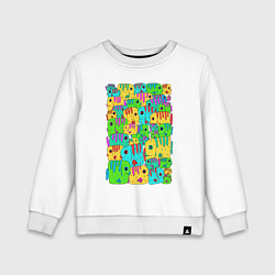 Свитшот хлопковый детский Яркие тропические рыбки, цвет: белый