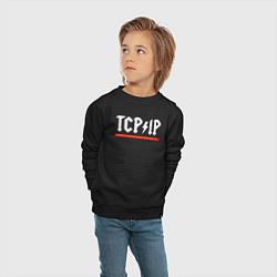 Свитшот хлопковый детский TCP IP connecting people since 1972, цвет: черный — фото 2