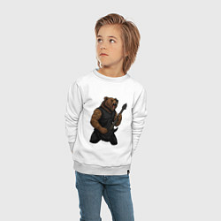 Свитшот хлопковый детский Медведь играет на электрогитаре, цвет: белый — фото 2