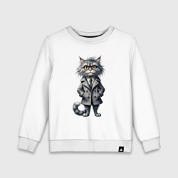 Свитшот хлопковый детский Это кот в пальто, цвет: белый