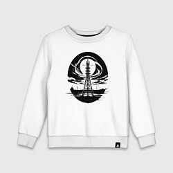 Свитшот хлопковый детский Связь башня и антенна, цвет: белый