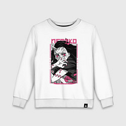 Свитшот хлопковый детский Клинок, рассекающий демонов, Незуко, цвет: белый