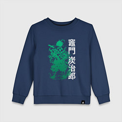 Детский свитшот Клинок рассекающий демонов - зеленый