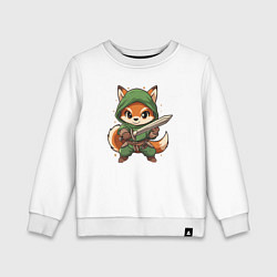 Свитшот хлопковый детский Лисёнок с мечом, цвет: белый