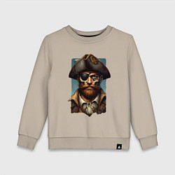 Свитшот хлопковый детский Одноглазый пират Йо-хо-хо и бутылка рома, цвет: миндальный