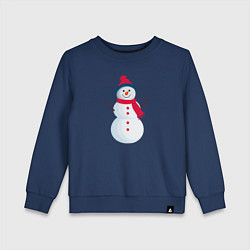 Свитшот хлопковый детский Веселый снеговик в шапке, цвет: тёмно-синий