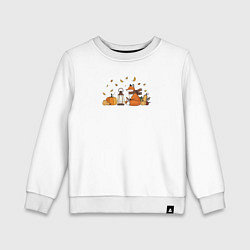 Детский свитшот Лиса с тыквами и фонарём