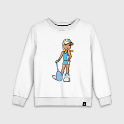 Свитшот хлопковый детский Блондинка теннисистка, цвет: белый