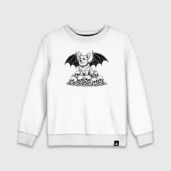 Свитшот хлопковый детский Демонический корги, цвет: белый