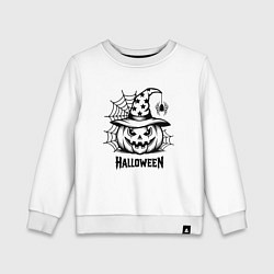 Свитшот хлопковый детский Хэллоуин, тыква и паук, цвет: белый