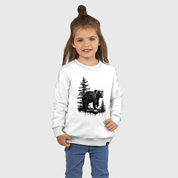 Свитшот хлопковый детский Хозяин леса черной краской, цвет: белый — фото 2