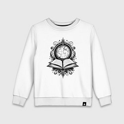 Свитшот хлопковый детский Глобус и книга, цвет: белый