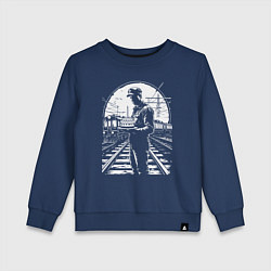 Свитшот хлопковый детский Железнодорожник с тортом, цвет: тёмно-синий