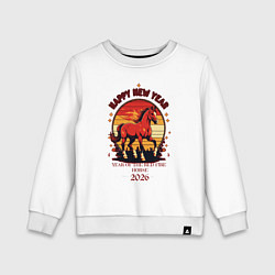 Детский свитшот Красный огненный конь символ 2026