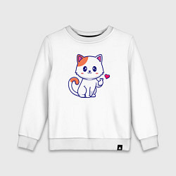 Свитшот хлопковый детский K-heart cat, цвет: белый