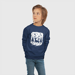 Свитшот хлопковый детский Олень в новогоднем лесу, цвет: тёмно-синий — фото 2