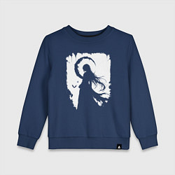 Свитшот хлопковый детский Девушка гот аниме, цвет: тёмно-синий